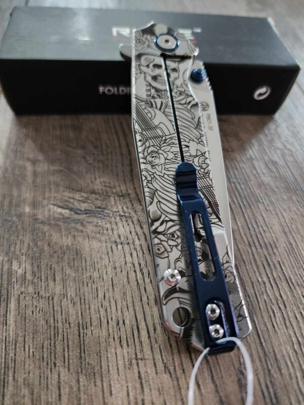 Death Card - Skeleton - Ruike P801 - Fiber Laser Deep Engraved - EDC Gear - Complete Knife