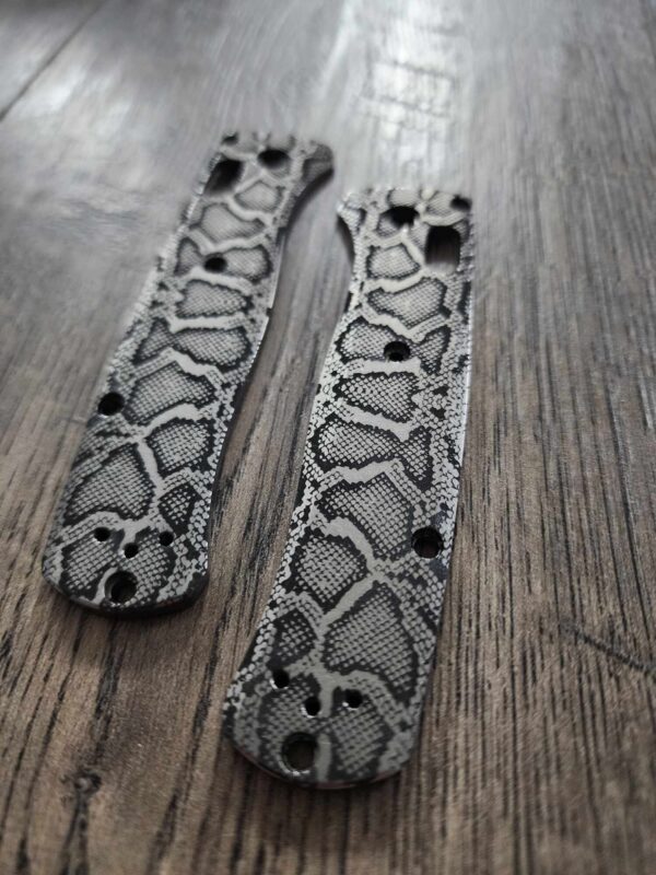 Snakeskin - Reptile Pattern - Benchmade Bugout TI - Deep Laser Engraved Titanium Scales - Flytanium Gear *Scales/Handles Only*