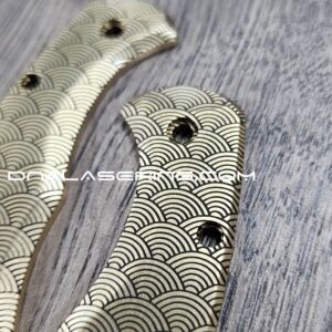 Seigaiha Japanese Waves - Spyderco Delica - Deep Laser Engraved Brass Scales - Flytanium Gear - Optional Knife Install