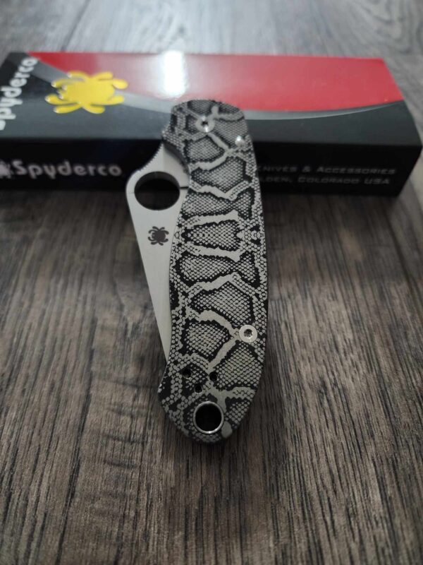 Snakeskin - Spyderco PM3 TI - Laser Engraved Titanium Knife Scales - Paramilitary 3 - EDC Gear - Knife & Hardware Optional