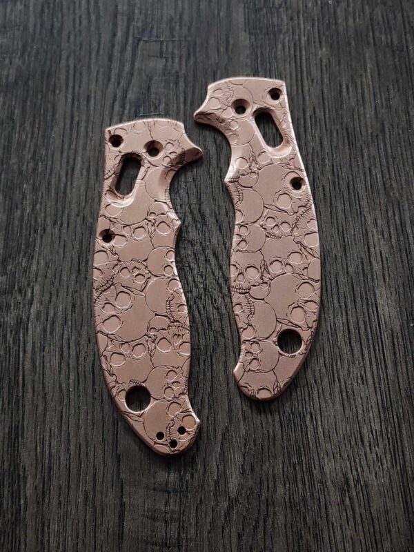 Manix 2 Deep Engraved Copper Scales - EDC - Relief Engraved Skull Pattern - Copper Scales