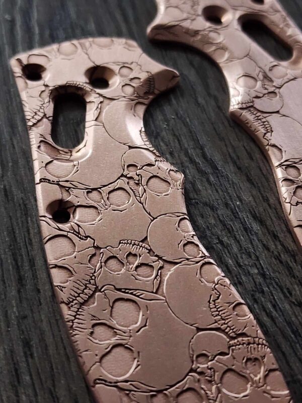 Manix 2 Deep Engraved Copper Scales - EDC - Relief Engraved Skull Pattern - Copper Scales