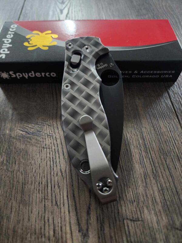 Basketweave - Spyderco Manix 2 - Deep Laser Engraved - Titanium Knife Scales - Flytanium Gear *Knife Install Optional*