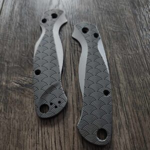 PM2 Lotus with Seigaiha Waves Engraved - titanium Bead Blasted - Flytanium Gear - EDC Gear