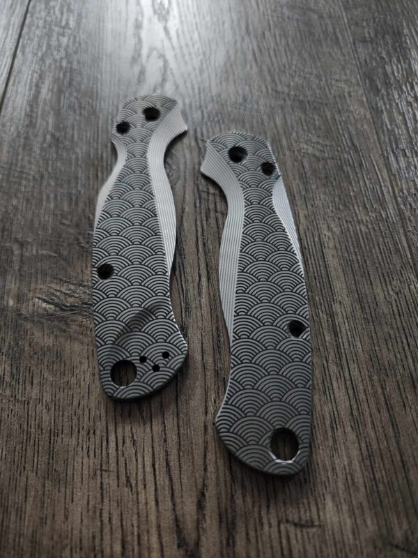 PM2 Lotus with Seigaiha Waves Engraved - titanium Bead Blasted - Flytanium Gear - EDC Gear