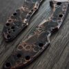 Skull Design Relief Engraved Copper Scales for Spyderco Delica - Polished - Aged Copper
