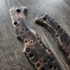 Skull Design Relief Engraved Copper Scales for Spyderco Delica - Polished - Aged Copper