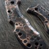 Skull Design Relief Engraved Copper Scales for Spyderco Delica - Polished - Aged Copper
