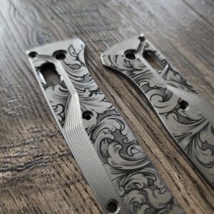 Crossfade Engraved Scroll design Titanium Scales for Benchmade Bugout - Flytanium
