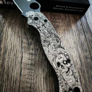 The Undying - Spyderco PM2 - Engraved PM2 Titanium Knife Scales - Paramilitary 2 - Flytanium Gear - Knife & Hardware Optional