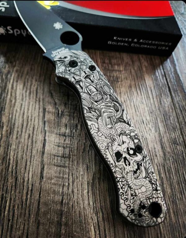 The Undying - Spyderco PM2 - Engraved PM2 Titanium Knife Scales - Paramilitary 2 - Flytanium Gear - Knife & Hardware Optional