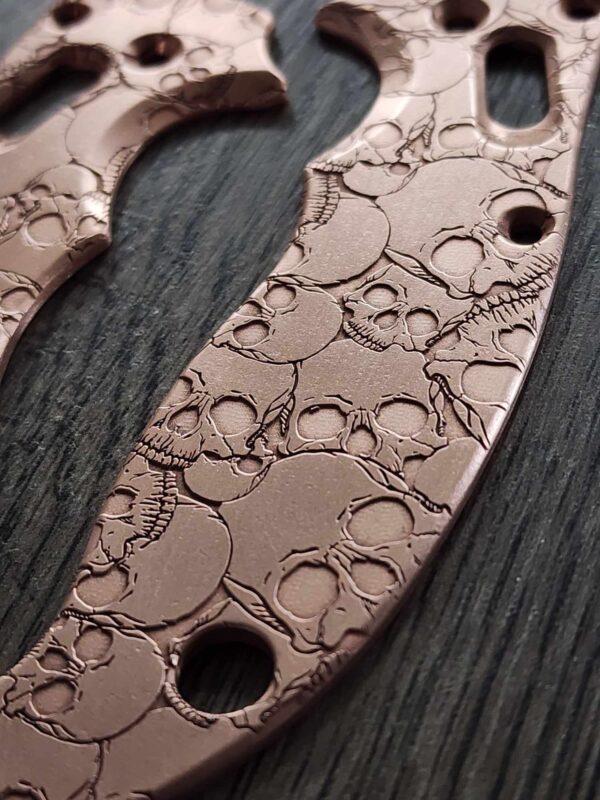 Manix 2 Deep Engraved Copper Scales - EDC - Relief Engraved Skull Pattern - Copper Scales