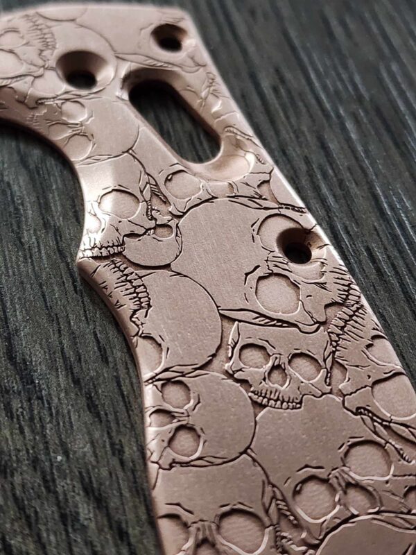 Manix 2 Deep Engraved Copper Scales - EDC - Relief Engraved Skull Pattern - Copper Scales