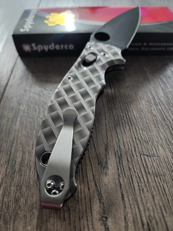 Basketweave - Spyderco Manix 2 - Deep Laser Engraved - Titanium Knife Scales - Flytanium Gear *Knife Install Optional*