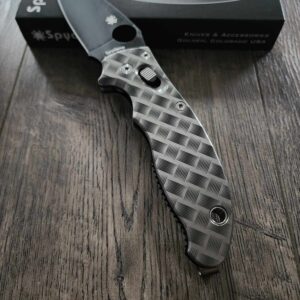 Basketweave - Spyderco Manix 2 - Deep Laser Engraved - Titanium Knife Scales - Flytanium Gear *Knife Install Optional*
