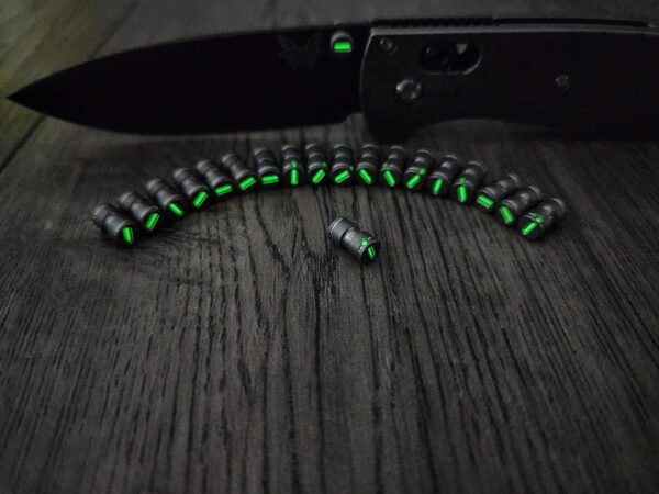 Benchmade - GREEN Glow - Titanium Thumb Stud - Satin Finish with GREEN Glow - Flytanium Gear