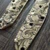 Leaf Scroll – Benchmade 945 MINI Osborne – Relief Engraved Brass Scales AND backspacer – EDC Gear *Scales and backspacer Only*