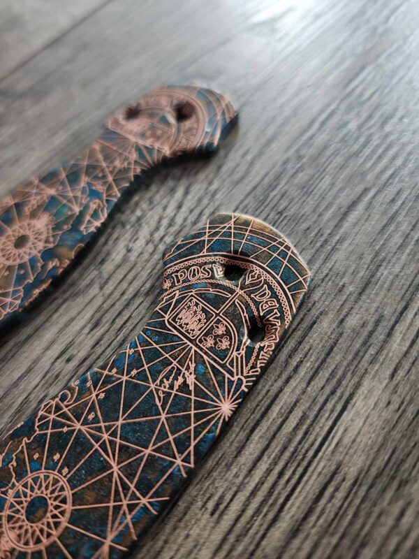Shipwreck Patina - Goonies Map - Spyderco PM2 - Laser Engraved Copper Knife Scales -*Scales/Handles Only*