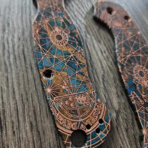 Shipwreck Patina - Goonies Map - Spyderco PM2 - Laser Engraved Copper Knife Scales -*Scales/Handles Only*