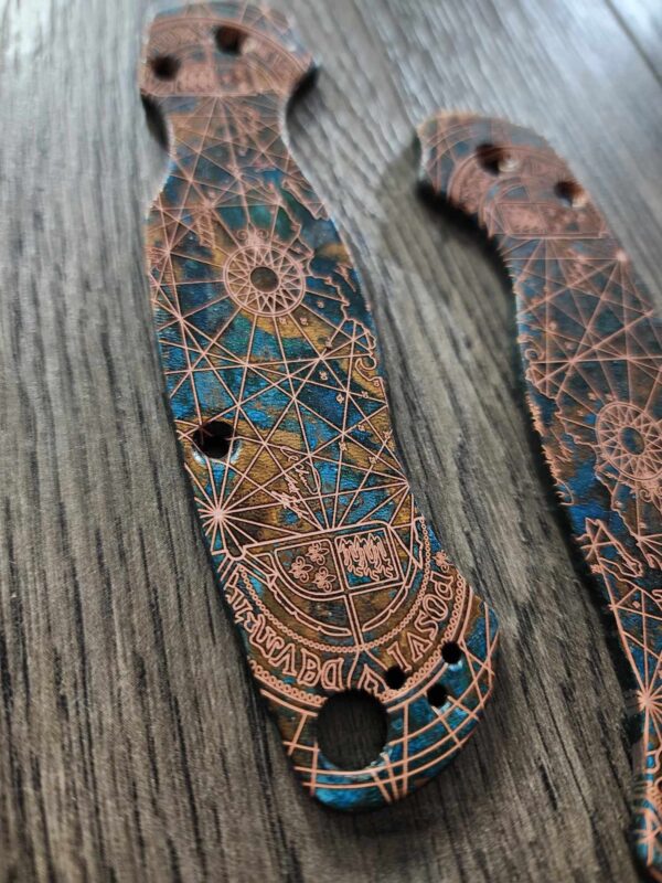 Shipwreck Patina - Goonies Map - Spyderco PM2 - Laser Engraved Copper Knife Scales -*Scales/Handles Only*