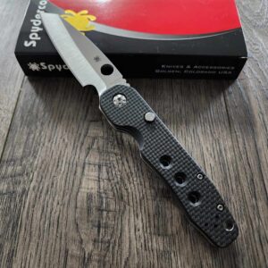 Spyderco Smock C240CFP Knife Kevin Smock EDC Clip Point with Flipper Tang Carbon Fiber G10 Compression Lock Folder Large Pivot NIB