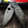 Spyderco Shaman - Shaman Art - Relief Laser Engraved - Titanium scales - Complete Knife - LynchNW Clip - Phosphor Washers - TI Backspacer