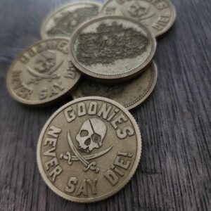 Goonies Doubloon - Deep Laser Engraved Brass - Stonewashed