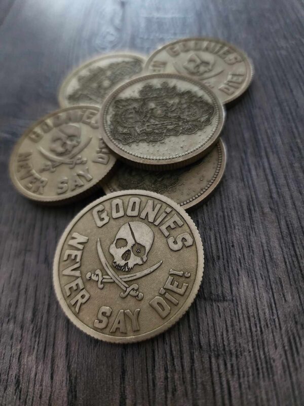 Goonies Doubloon - Deep Laser Engraved Brass - Stonewashed