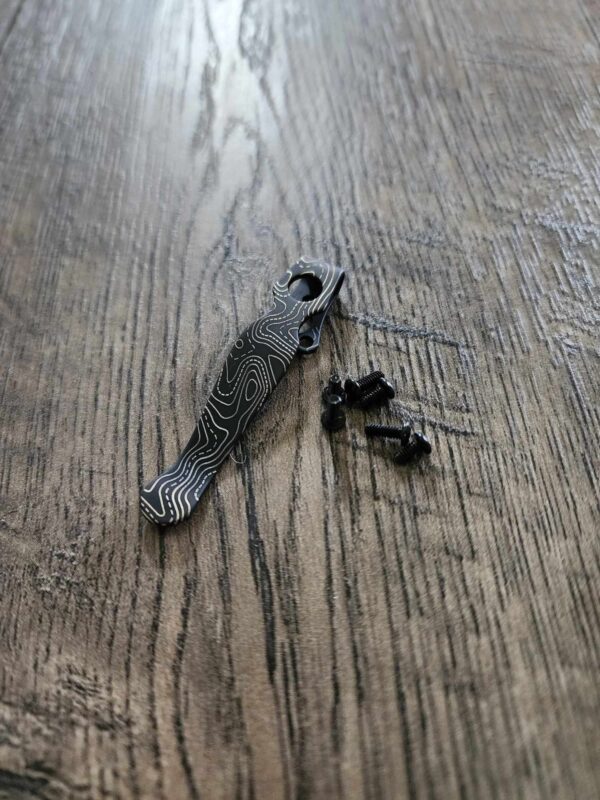 Spyderco Shaman Deep Carry Titanium Clip with Topo 2.0 Engraving!  - Blacksmith - MADE In USA! - with extra screws