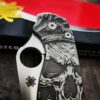 Spyderco Para Military 2 - Titanium Engraved Scales with Davy Jones Design - Relief Engraved - PM2 Complete Knife - Engraved Deep Carry Clip