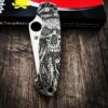Spyderco Para Military 2 - Titanium Engraved Scales with Davy Jones Design - Relief Engraved - PM2 Complete Knife - Engraved Deep Carry Clip