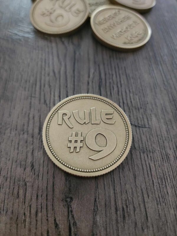 NEW Rule #9 - Deep Laser Engraved Brass Coin - SANDWASHED