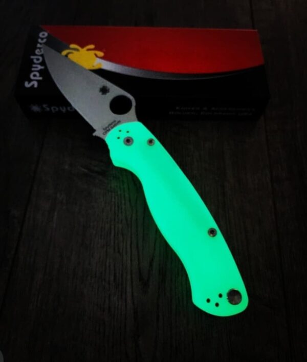 PM2 Spyderco Electric/Tiffany Green GLOW 3D PETG Printed Scales! - EDC Scales - PM2 - Glow - Optional Knife Install