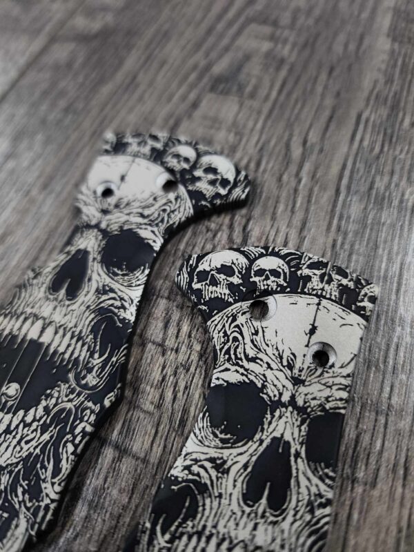 YoJimbo 2  Black Titanium Engraved Death Portal Design Scales for the Spyderco Yojimbo 2 Knife