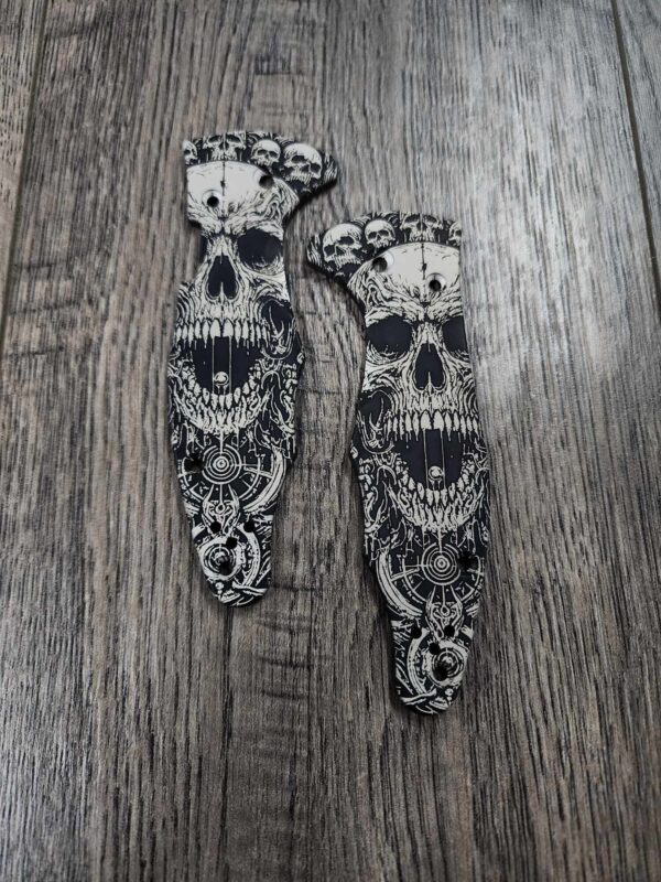 YoJimbo 2  Black Titanium Engraved Death Portal Design Scales for the Spyderco Yojimbo 2 Knife