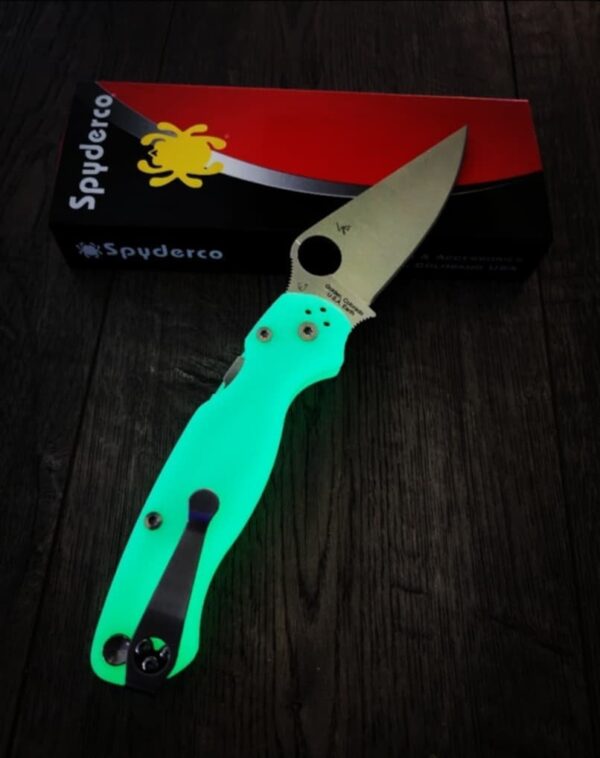 PM2 Spyderco Electric/Tiffany Green GLOW 3D PETG Printed Scales! - EDC Scales - PM2 - Glow - Optional Knife Install