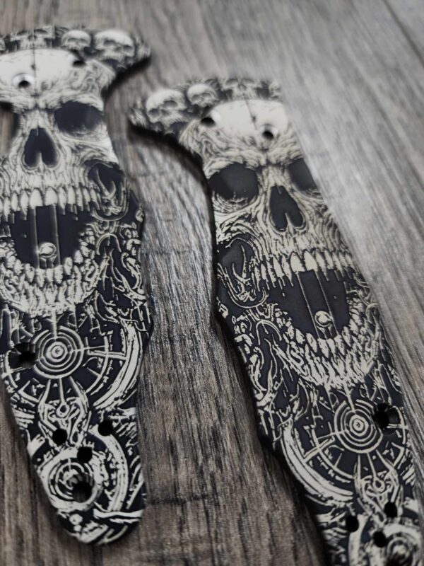 YoJimbo 2  Black Titanium Engraved Death Portal Design Scales for the Spyderco Yojimbo 2 Knife