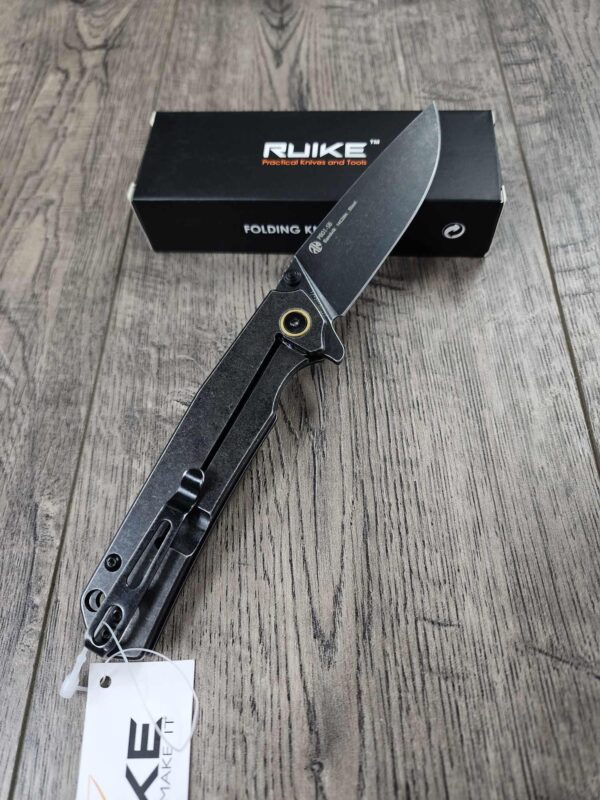 Alien Abduction - Not Alone - Ruike P801 Black - Fiber Laser Engraved - EDC Gear - Complete Knife