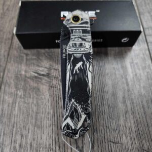Alien Abduction - Not Alone - Ruike P801 Black - Fiber Laser Engraved - EDC Gear - Complete Knife