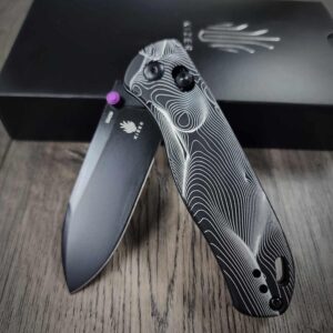 Topo "Curves"  Fiber Laser Engraved - Kizer Drop Bear - EDC - COMPLETE KNIFE!