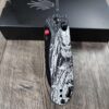 Predator!  -  Fiber Laser Engraved - Kizer Drop Bear - edc - COMPLETE KNIFE! With Red Thumbstud!