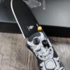 Triple Mask and Seigaiha Waves Kizer Drop Bear - Fiber Laser Engraved - Kizer Drop Bear - EDC - COMPLETE KNIFE! With Gold Thumbstud