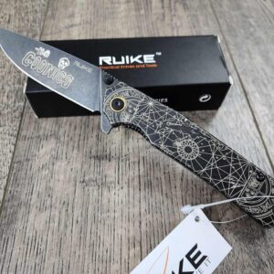 Goonies Map - Goonies Never Say Die!  - Ruike P801 Black - Fiber Laser Engraved - EDC Gear - Complete Knife