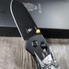 King of Death!    Fiber Laser Engraved - Kizer Drop Bear - EDC - COMPLETE KNIFE! With Gold Thumbstud!