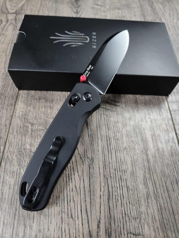 Michael Myers  -  Fiber Laser Engraved - Kizer Drop Bear - edc - COMPLETE KNIFE! With Red Thumbstud!