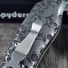 Spyderco Shaman - Skulls Pattern - Relief Laser Engraved - Titanium scales - Complete Knife - LynchNW Clip - Phosphor Washers