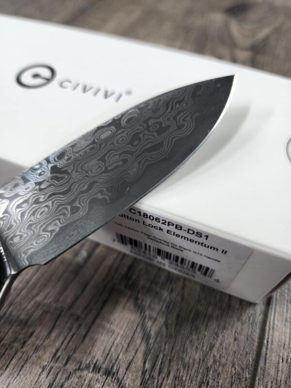 Civivi Elementum 2 Button Lock - Frag Pattern Relief Engraved Copper Scales - Damascus Blade - Optional Knife Install - EDC Gear