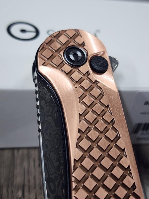 Civivi Elementum 2 Button Lock - Frag Pattern Relief Engraved Copper Scales - Damascus Blade - Optional Knife Install - EDC Gear