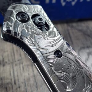 Leaf Scroll - Benchmade 940 Osborne – Relief Engraved Titanium Scales – Flytanium Gear *Scales/Handles Only*