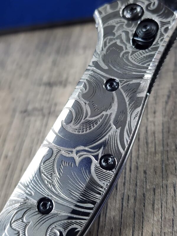 Leaf Scroll - Benchmade 940 Osborne – Relief Engraved Titanium Scales – Flytanium Gear *Scales/Handles Only*
